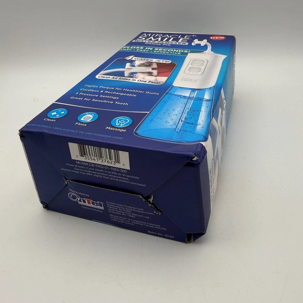 Miracle Smile Water Flosser Deluxe Pro Cordless Rechargeable New‎ Open Box